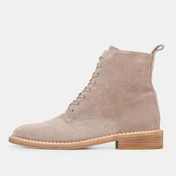 Vince Taupe Grey Suede Henderson Lace Up Combat Boots (Cabria Style) - Size 7 - Picture 3 of 10